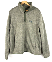 LL Bean Sweater Fleece Pullover Gray Large Slightly Fitted Mens 1/4 Snap Up - £91.10 GBP