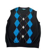 PGA Tour Sweater Vest Mens XXL Golf Argyle Diamond Black Blue 2XL Sleeveless