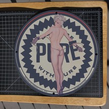 Vintage 1949 Pure Oil Company &#39;&#39;Skipping Lady&#39;&#39; Porcelain Gas &amp; Oil Metal Sign - £99.36 GBP