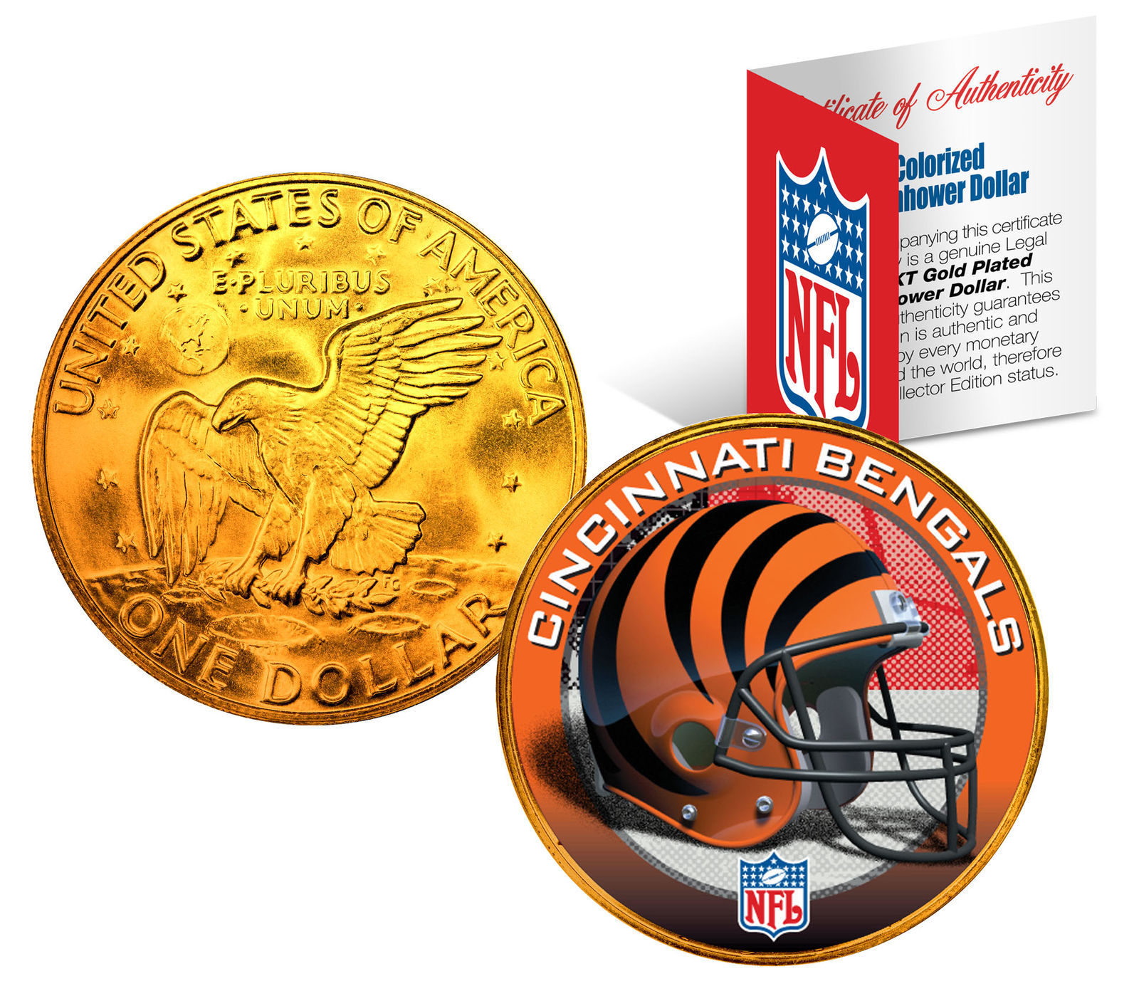 CINCINNATI BENGALS NFL 24K Gold Plated IKE Dollar US Coin * NFL LICENSED * - $12.16