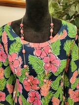 Simply Southern Hawaiian Hibiscus Floral Print Knee Length Tunic Dress Small - £23.98 GBP