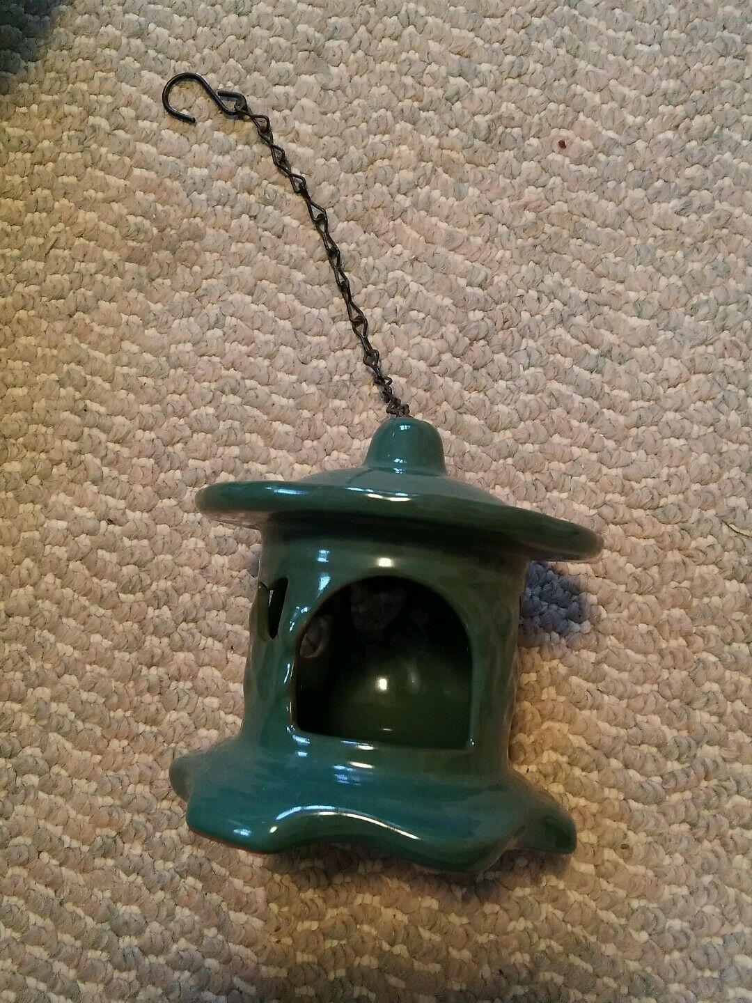 029 Ceramic Pottery Tea Light Candle Holder Green Tulip Patio Garden Han... - $5.99