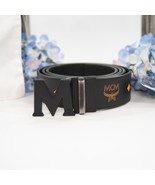 MCM Orange Black Splash Logo Visetos Leather Claus Reversible Belt NWT D... - $3,694.41 MXN