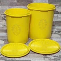 Tupperware Canister Set of 2 with Lids Yellow 809-13 &amp; 811-14 Vintage Nesting - £19.61 GBP