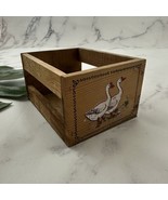 Vintage 90s Cottagecore Mini Crate Storage Box Wood Painted Goose Birds ... - £13.67 GBP