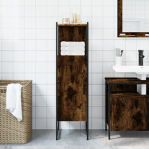 Industrial Rustic Smoked Oak Wooden Narrow Restroom Bathroom Storage Cab... - £97.89 GBP