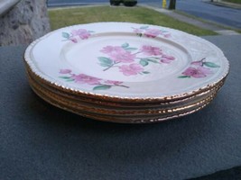 Set of 4 Vintage Homer Laughlin Apple Blossom Liberty 9.25&quot; Dinner Plates - £31.85 GBP