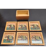 Set of 6 Drink Coasters with wooden box holder-Elephants with East India... - £17.92 GBP