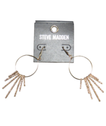 Steve Madden Gold Tone Fringe Dangle Hoop Earrings - $9.99