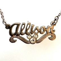Disney Necklace w/ cursive name &quot;Allison&quot; 3 dot Mickey Mouse Head in Rhi... - £15.50 GBP