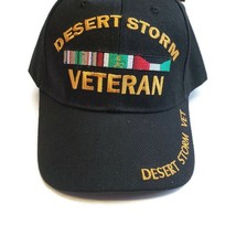 Desert Storm Veteran Hat Bar Style Baseball Cap w/ Script Bill Black Adjustable - £6.85 GBP