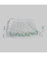 Vintage Sheer Christmas Hostess Apron Holly &amp;Berry Embroidery Kitsch Cot... - £22.22 GBP