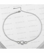 18CT Heart Cut Simulated Diamond Gold Plated 925 Silver Women&#39;s Necklace - $6,031.52 MXN