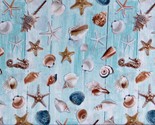 Cotton All Over Seashells Beach Summer Aqua Fabric Print by the Yard D65... - $12.95