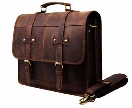 16&quot; buffalo leather messenger bag laptop case office briefcase gift for ... - £93.75 GBP