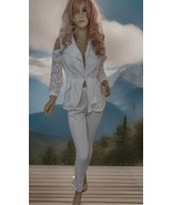2 Pc Sexy Cold Shoulder Lace Casual/ Business Suit White S/M - $251.90 MXN