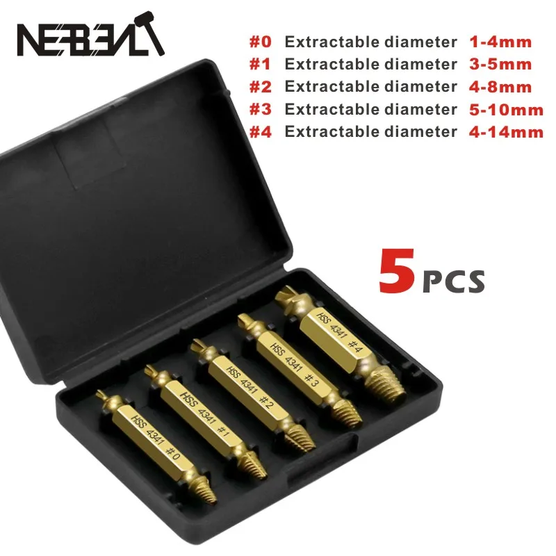 Damaged Screw Extractor Drill Bit Set 5pcs St Broken Screw Bolt Remover ... - $213.02