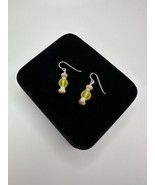 NEW Picture Jasper And Yellow Glass Sterling Silver Dangle Earrings 3.2cm - $27.72
