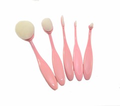 High End Beauty Oval Contour Face Brushes 5 Pc Set Pink - $12.85