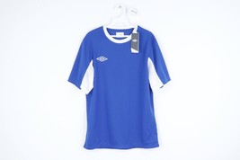New Umbro Mens Small Vented Spell Out Logo Short Sleeve Soccer Jersey Royal Blue - £27.20 GBP