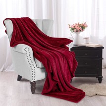 Fleece Throw Blanket For Couch, Sofa, Super Soft And Warm Blankets, Deep Red Thr - £20.90 GBP