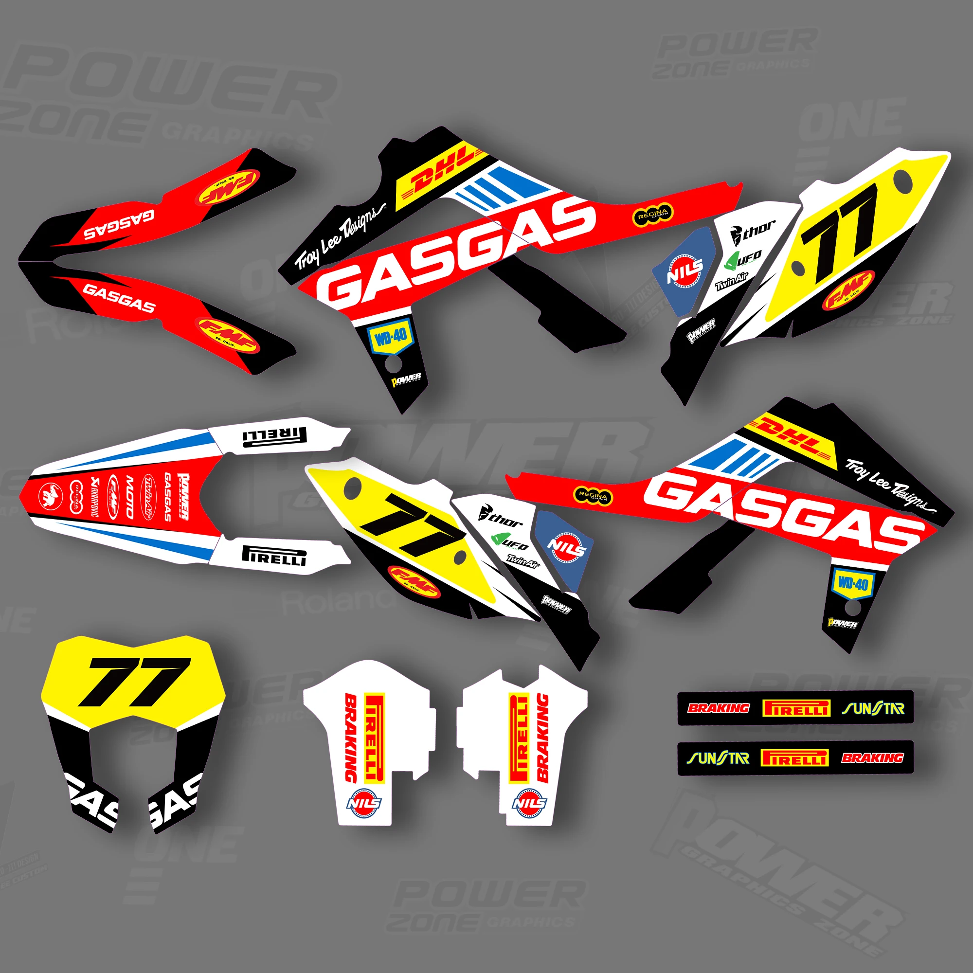  X MOTOR Custom Team Graphics Backgrounds Decals  Stickers Kit  GASGAS 2014 2015 - £265.69 GBP
