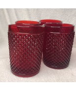 4 Vintage Red Diamond Quilt Pattern Bar Glasses - £23.43 GBP