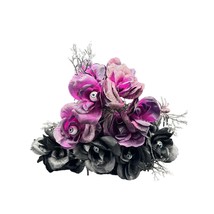 Artificial Black Purple Rose Eyeball Spider Halloween Branches Stems Silk Floral - £19.06 GBP