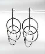 UNIQUE Urban Anthropologie Triple Interlocked Silver Rings Dangle Earrin... - $17.99