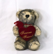 Dan Dee Plush Bear Collector&#39;s Choice 9&quot; Heart &quot;Forever Friends&quot; Grey &amp; White - £7.82 GBP