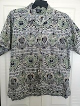 Fresh Groove Mens Size XL Paisley Print Green Tailored Short Sleeve Shirt - £20.22 GBP