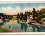 Scene on Indian River Michigan MI UNP Linen Postcard V20 - $2.92