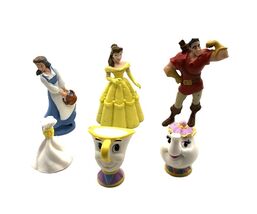 Disney Princess Beauty &amp; The Beast Figurine Set Belle, Gustaf, Tea Cup, ... - $11.95
