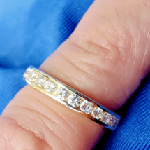 Earth mined Diamond Wedding Band 18k Eternity Anniversary Stacking Ring Size 6.5 - $3,320.25