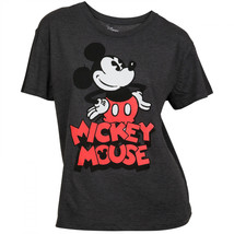 Disney Mickey Mouse Retro Playful Logo Junior&#39;s T-Shirt Grey - $15.99