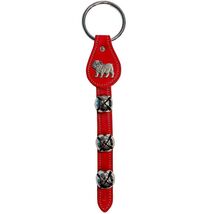 Bulldog Charm Red Leather Strap Sleigh Bell Door Hanger Made in USA - $39.58
