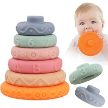 6 Pcs Stacking Rings Soft Toys For Babies Newborn 0-18 Months 1 Year Old... - $17.93