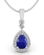 2.25 Ratti /1.50 Carat Certified Natural Blue Sapphire Pendant Pear Shape Silver - £36.76 GBP