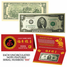 2020 Lunar Chinese New YEAR of the RAT Lucky U.S $2 Bill w/ Red Folder -... - $14.92