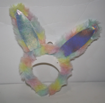 Easter Bunny Rabbit Ear Headband Pastel Plush Iridescent Rainbow &#39;24 Wal... - $7.82