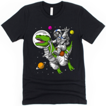 Space Astronaut Riding T-Rex Dinosaur Funny Science Fiction Unisex T-Shirt - £22.25 GBP