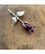 Vintage Unsigned Ruby Red Rose Pin Brooch Gold Tone 3” - $24.97 CAD