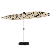13FT Double-sided Patio Umbrella with Solar Lights for Garden Pool Backyard-Beig - $3,444.53 MXN
