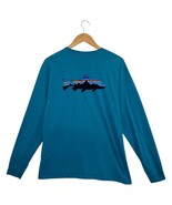 Patagonia Shirt Mens Large Blue Logo Regular Fit Organic Cotton Long Sleeve - $32.48 CAD