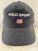 Polo Sport Ralph Lauren Black Fleece Baseball Cap Hat USA Flag Logo - £65.76 GBP