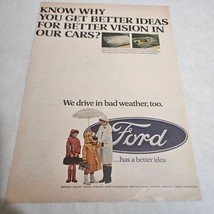 Ford has a Better Idea Woman Children in Rain Gear Under Umbrella Print Ad 1968 - £8.63 GBP