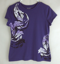 Tek Gear Women&#39;s Purple Cap Sleeve T-Shirt With Leafy Designs Size Medium - £10.10 GBP