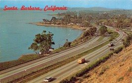 Santa Barbara California Crescent Coastline~Us Route 101~POSTCARD 1962 Pstmk - £7.22 GBP