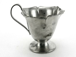 Footed Pewter Cream Pitcher, Open Flower Design, Crescent Pewter 341, #PCP08 - £15.67 GBP