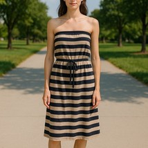 Striped Black and Tan Dress size medium - $324.86 MXN